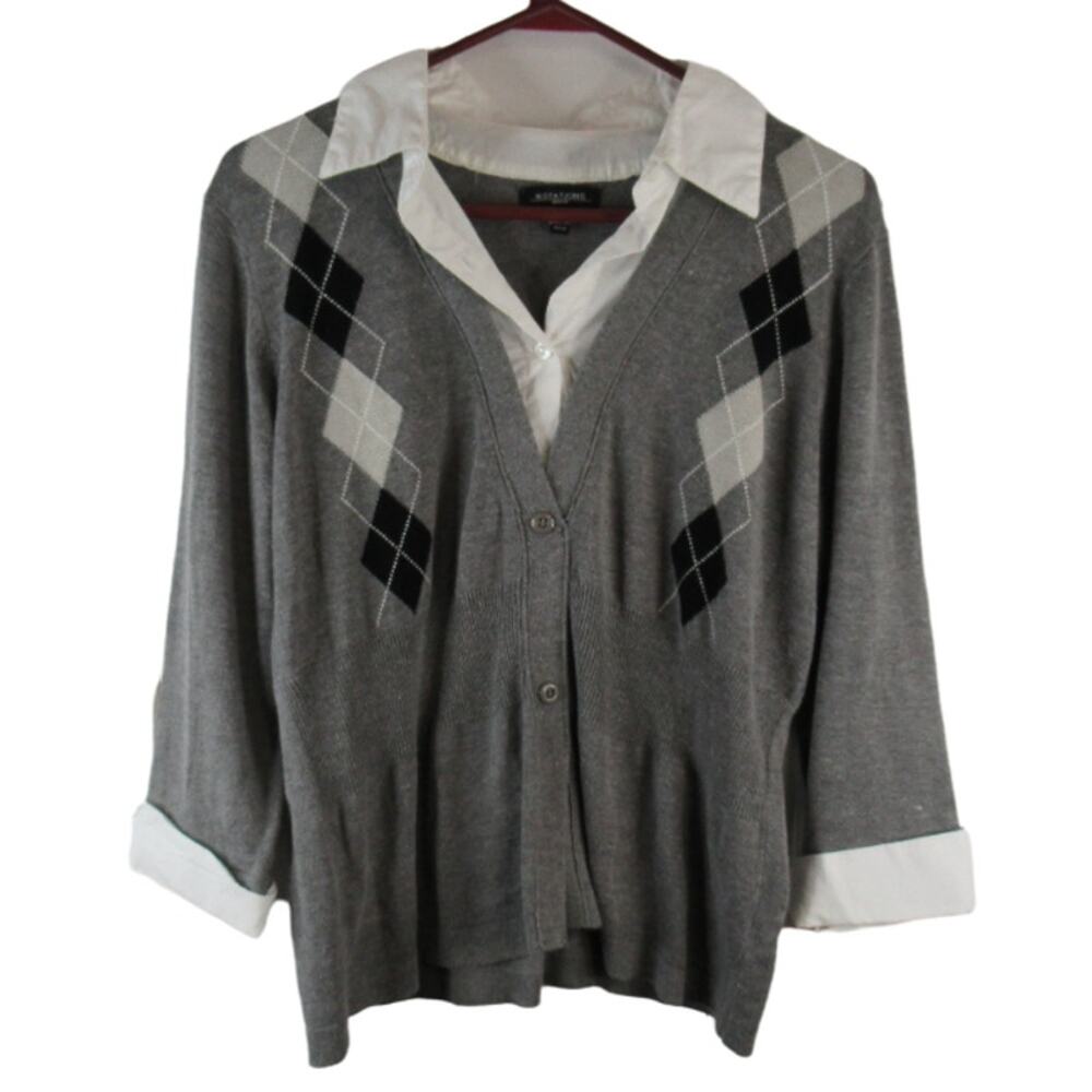 Notations grey mock layer sweater